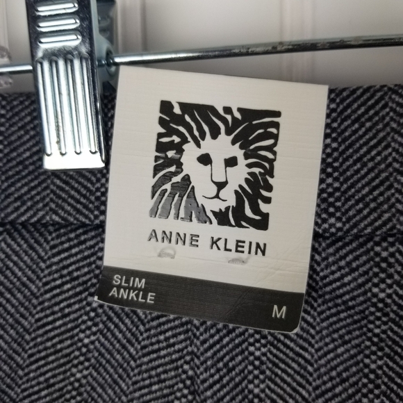 Anne Klein Womens Patterned Trouser Pants Slim Ankle Size Medium Black White New - Picture 3 of 11